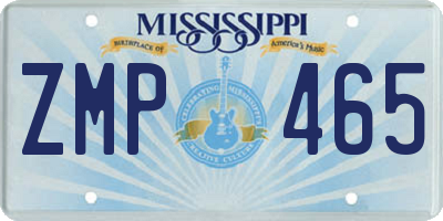 MS license plate ZMP465