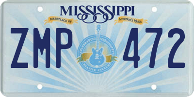 MS license plate ZMP472
