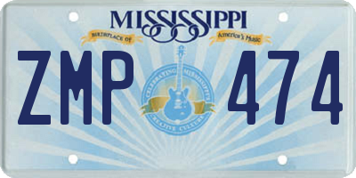 MS license plate ZMP474