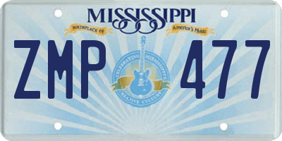 MS license plate ZMP477