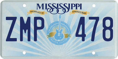 MS license plate ZMP478