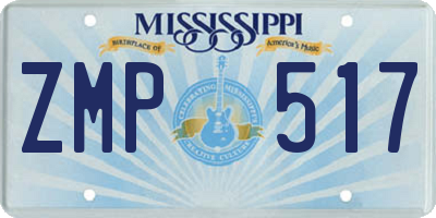 MS license plate ZMP517