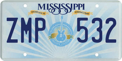 MS license plate ZMP532