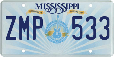 MS license plate ZMP533