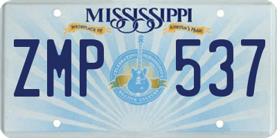 MS license plate ZMP537