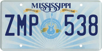 MS license plate ZMP538
