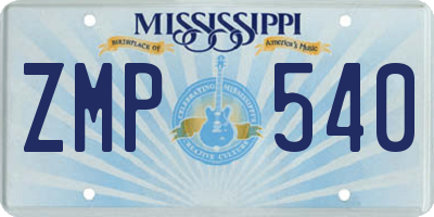 MS license plate ZMP540