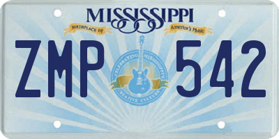 MS license plate ZMP542