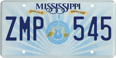 MS license plate ZMP545
