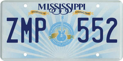 MS license plate ZMP552