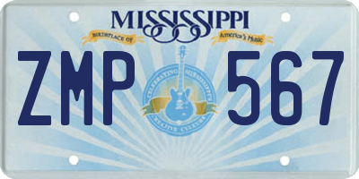 MS license plate ZMP567