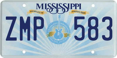 MS license plate ZMP583