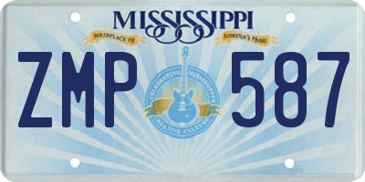 MS license plate ZMP587