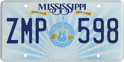 MS license plate ZMP598