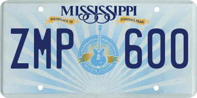 MS license plate ZMP600