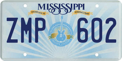 MS license plate ZMP602
