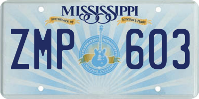 MS license plate ZMP603