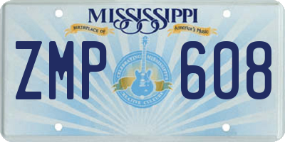 MS license plate ZMP608