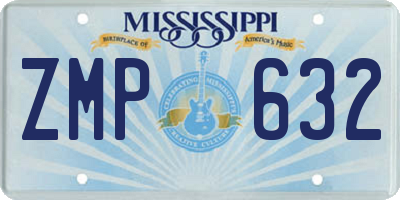 MS license plate ZMP632