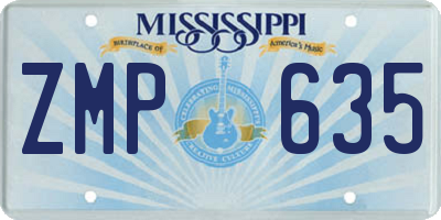 MS license plate ZMP635
