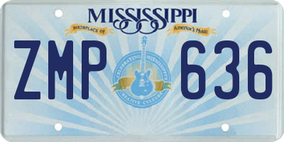 MS license plate ZMP636