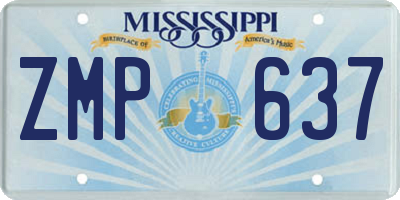 MS license plate ZMP637