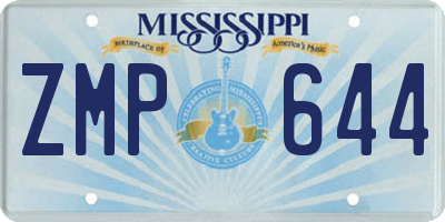 MS license plate ZMP644