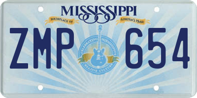 MS license plate ZMP654