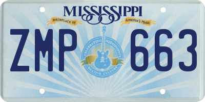 MS license plate ZMP663