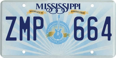 MS license plate ZMP664