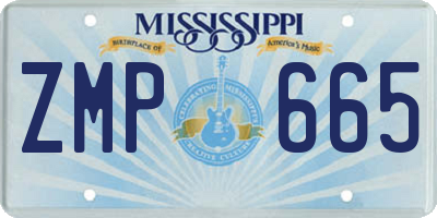 MS license plate ZMP665