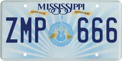 MS license plate ZMP666