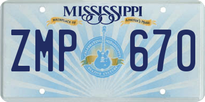 MS license plate ZMP670