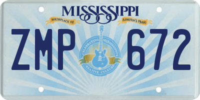 MS license plate ZMP672