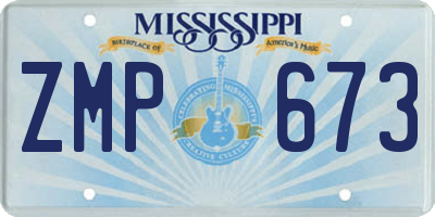 MS license plate ZMP673