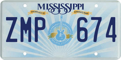 MS license plate ZMP674
