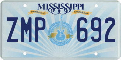 MS license plate ZMP692