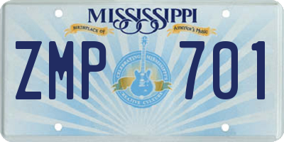 MS license plate ZMP701