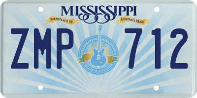 MS license plate ZMP712