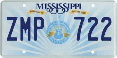 MS license plate ZMP722