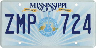 MS license plate ZMP724