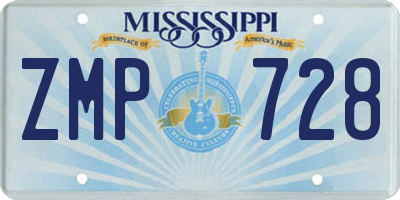 MS license plate ZMP728