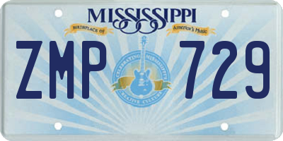 MS license plate ZMP729