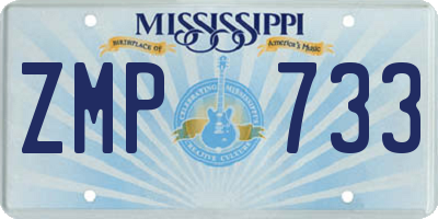MS license plate ZMP733