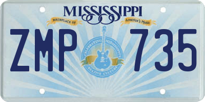 MS license plate ZMP735
