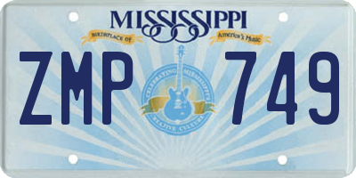 MS license plate ZMP749