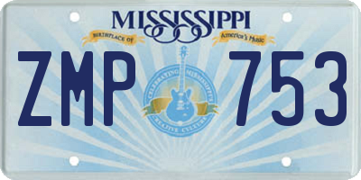 MS license plate ZMP753