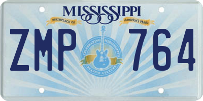 MS license plate ZMP764