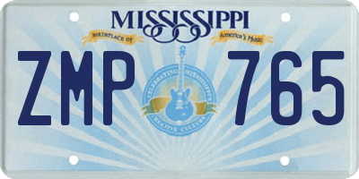 MS license plate ZMP765