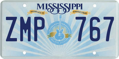 MS license plate ZMP767